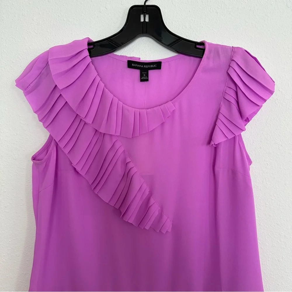NWT Banana Republic pink/lavender ruffle top - Picture 2 of 14